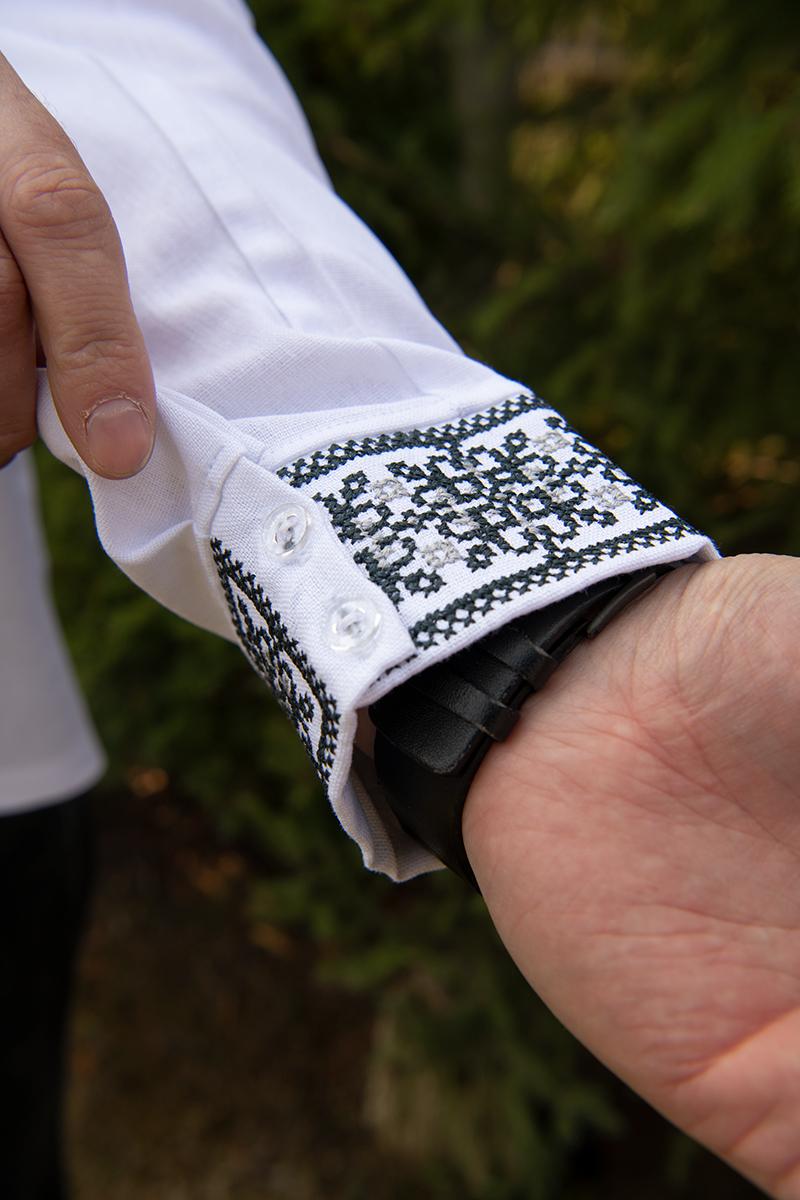 Вышиванка мужская льняная с длинным рукавом 5XL Белый (2567594584) - фото 4