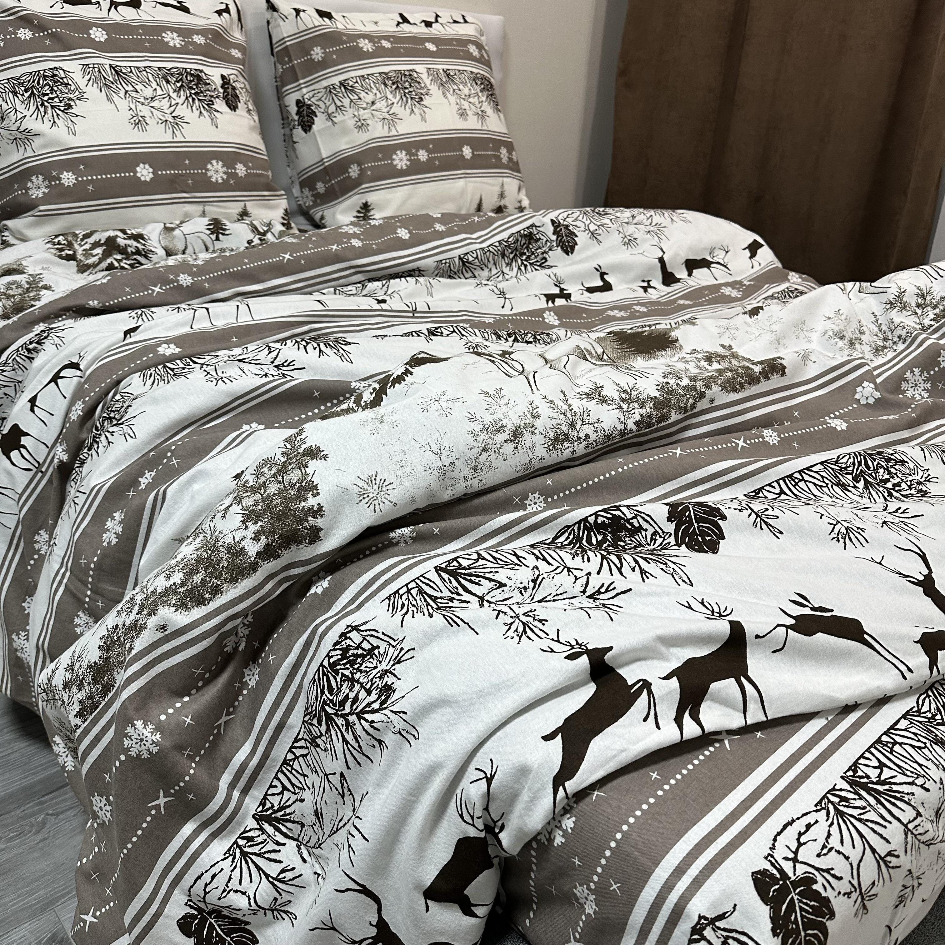 Комплект постільної білизни байкова Зимовий сімейний Сірий (байка 1-4) - фото 6