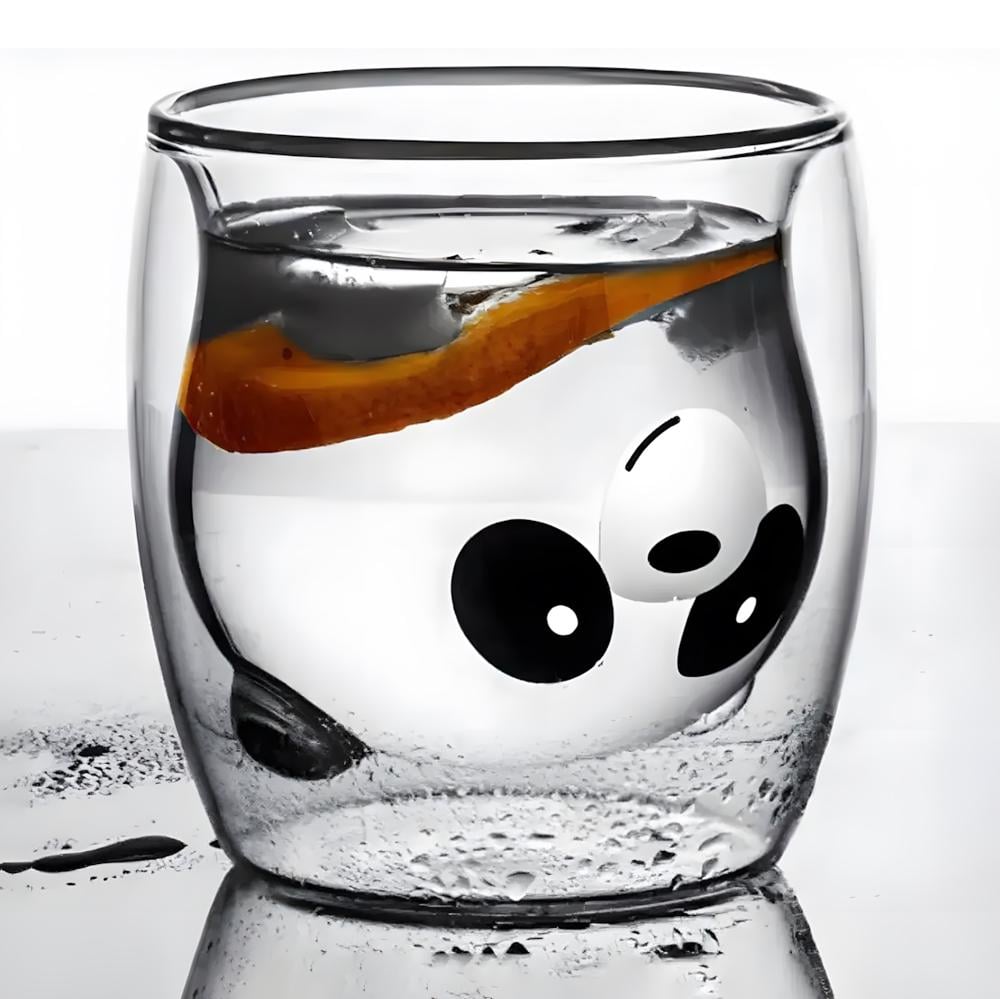 Стакан стеклянный с двойным дном Панда 250 мл