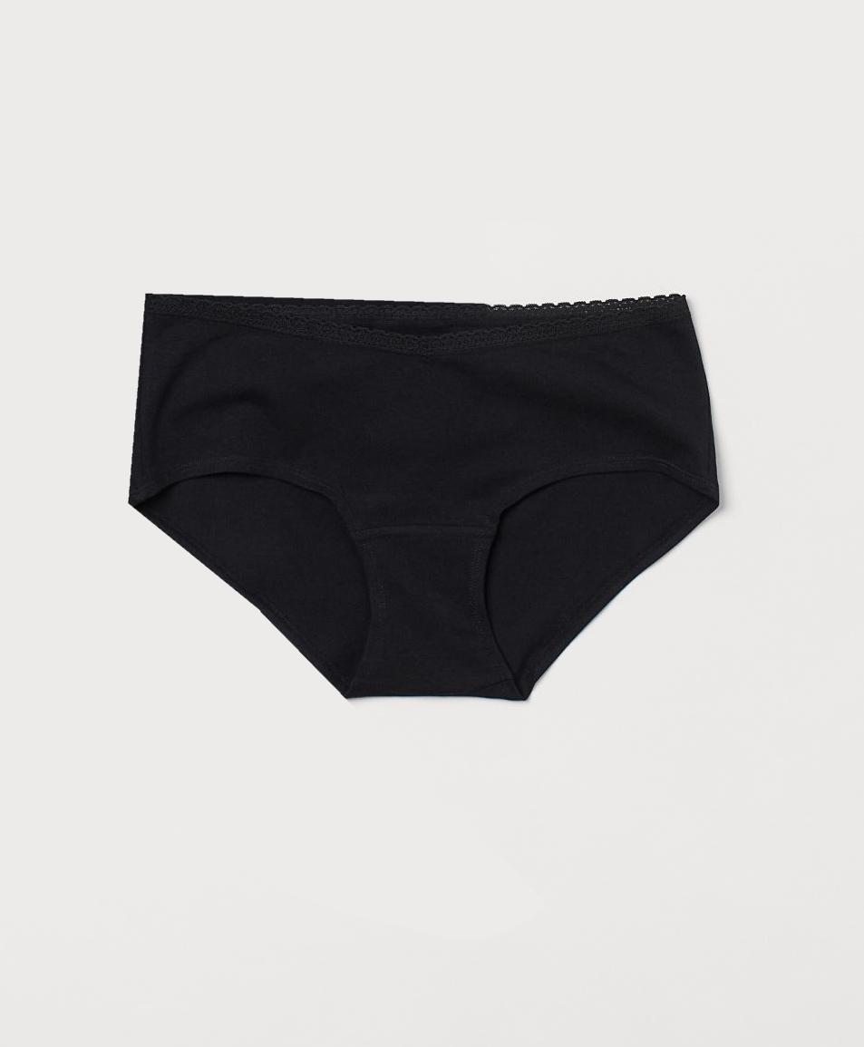 Трусики-хіпстери бавовняні жіночі H&M 0754792 мереживні XL Чорний (75273)