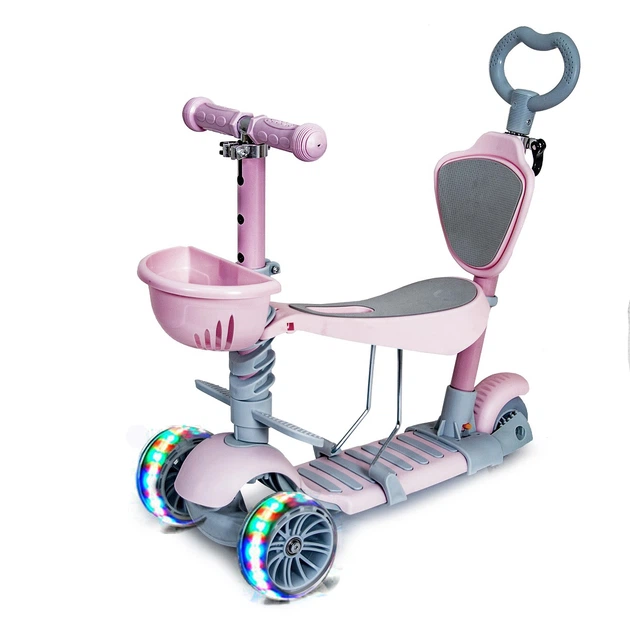 Самокат детский трехколесный Scooter Smart 5в1 с родительской ручкой Розовый (18-3pink)