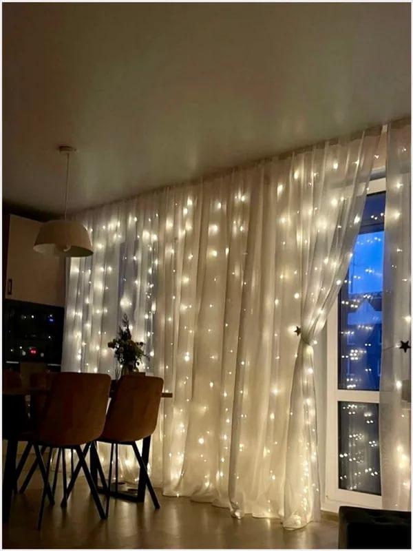 Гірлянда штора LED 8 режимів 3x2 м Білий теплий (9999) - фото 5 Гірлянда штора LED 8 режимів 3x2 м Білий теплий (9999) - фото 5