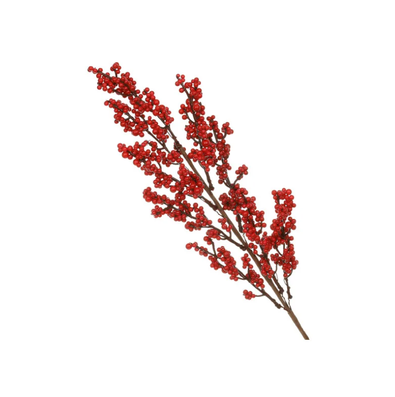 Декоративная ветка новогодняя с ягодами 63 см Ярко-красный (2775901519)