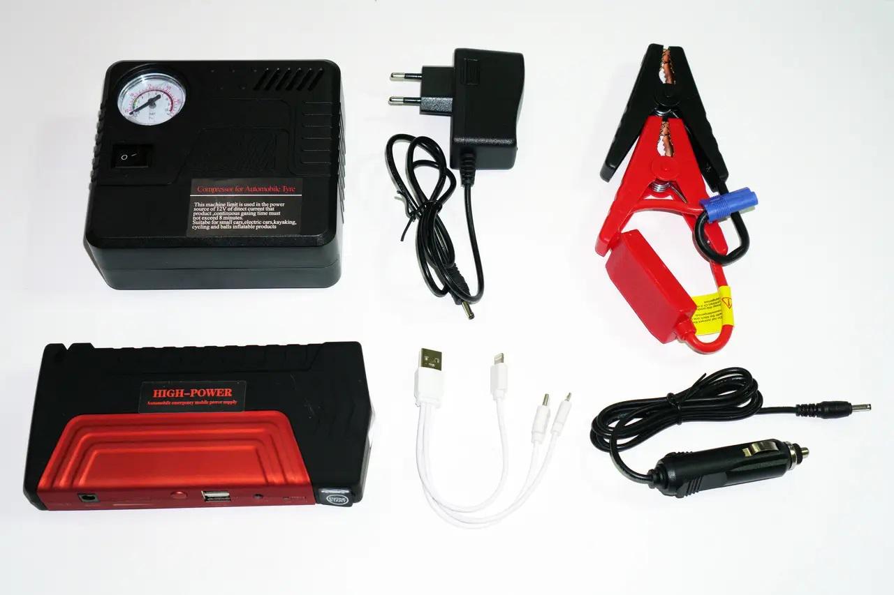 Зарядний пристрій пусковий для машини Саг jump starter 4хUSB ліхтарик з компресором повербанк 20000 mAh (2079257949) - фото 1