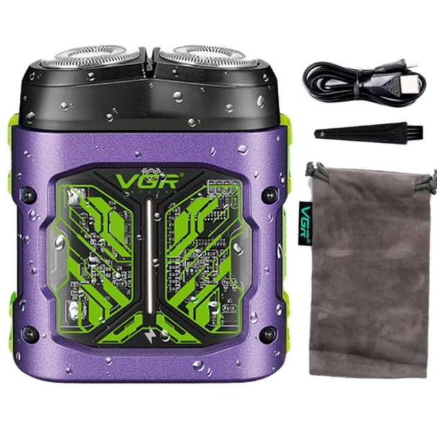 Електробритва акумуляторна VGR V-344 USB з роторним механізмом Фіолетовий (ML-04845)