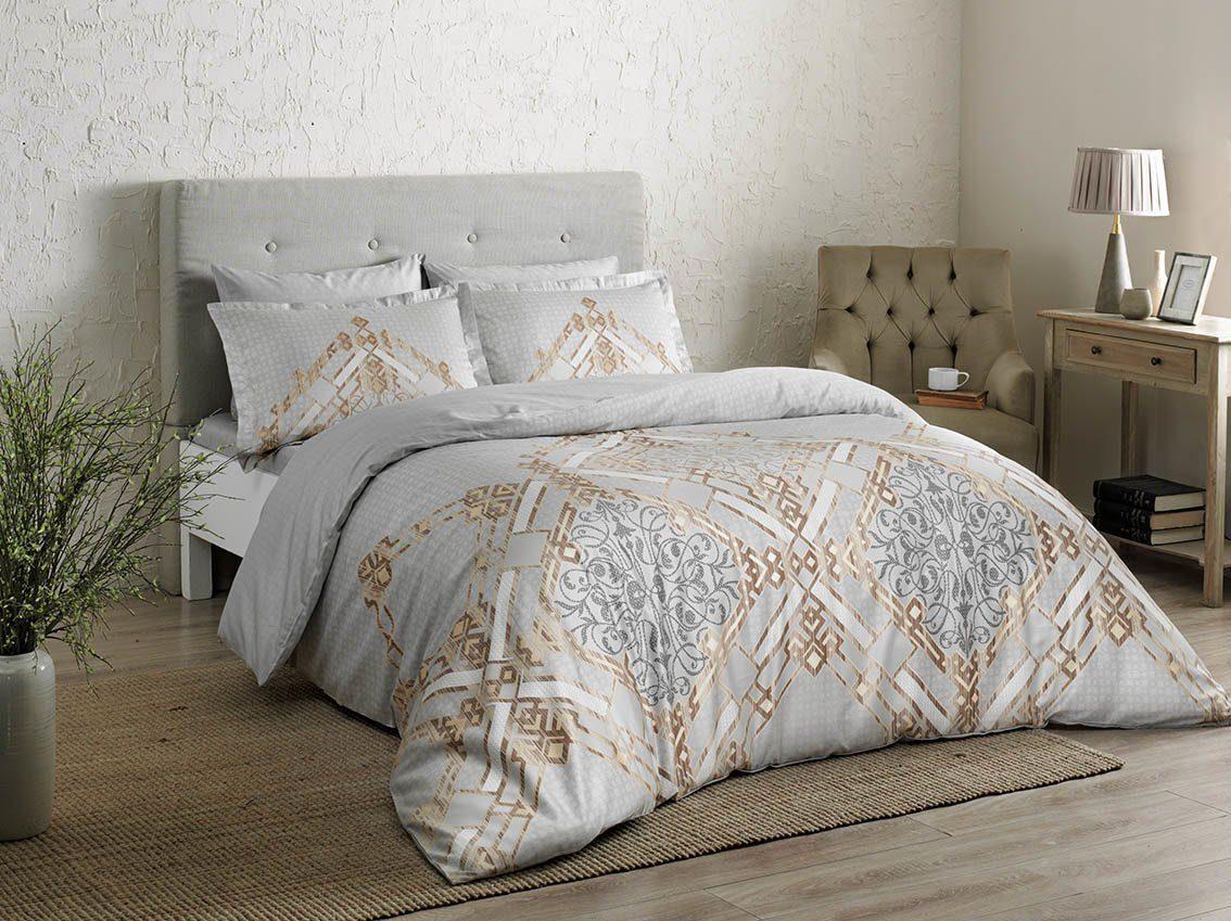 Постельное белье TAC сатин Delux Neira kahve v02 евро (svt-2000022267625)