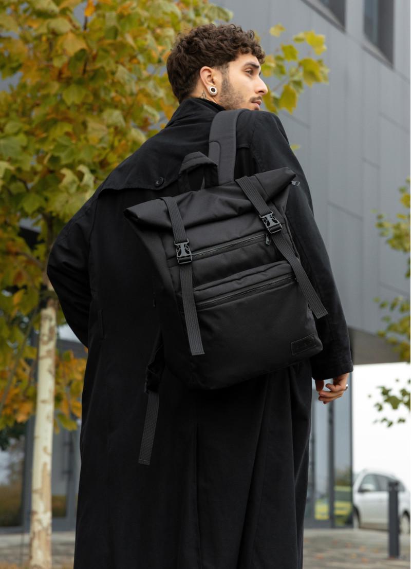 Рюкзак мужской Sambag Roll Top ZARD тканевой 41х30х16 см Черный (24238065m)