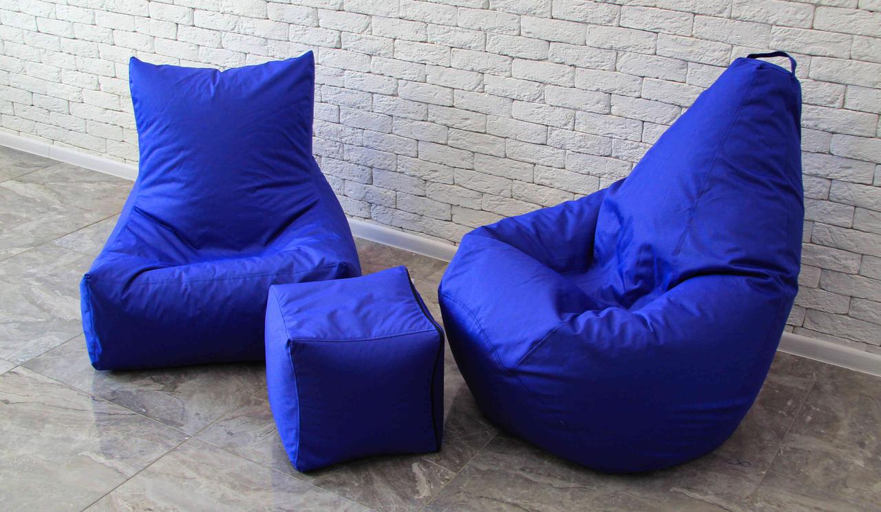 Набір безкаркасних меблів мішок/диван/пуф XL Синій (17817311)