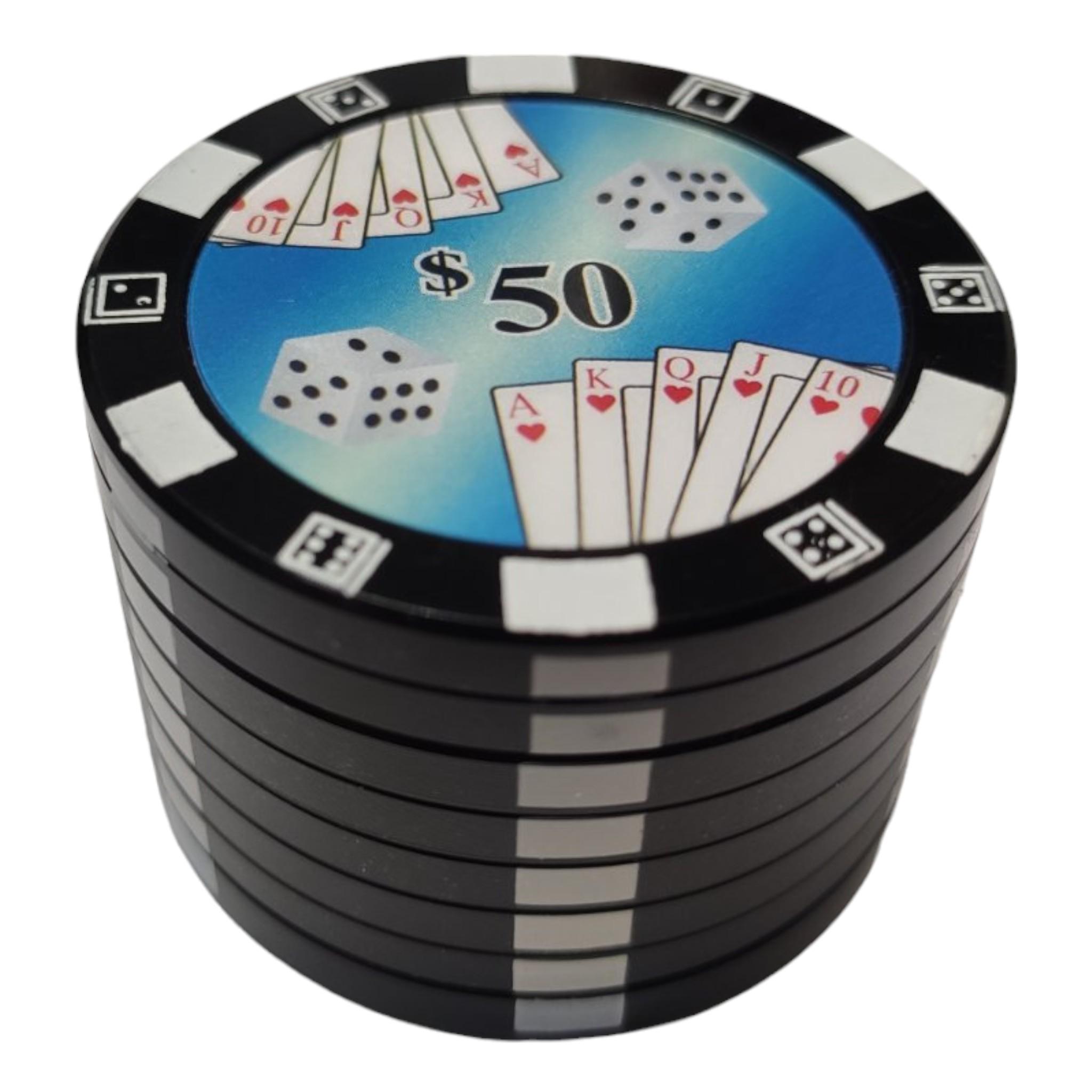 Гриндер Grinder Poker Chips для подрібнення тютюну та спецій Black/Blue - фото 3