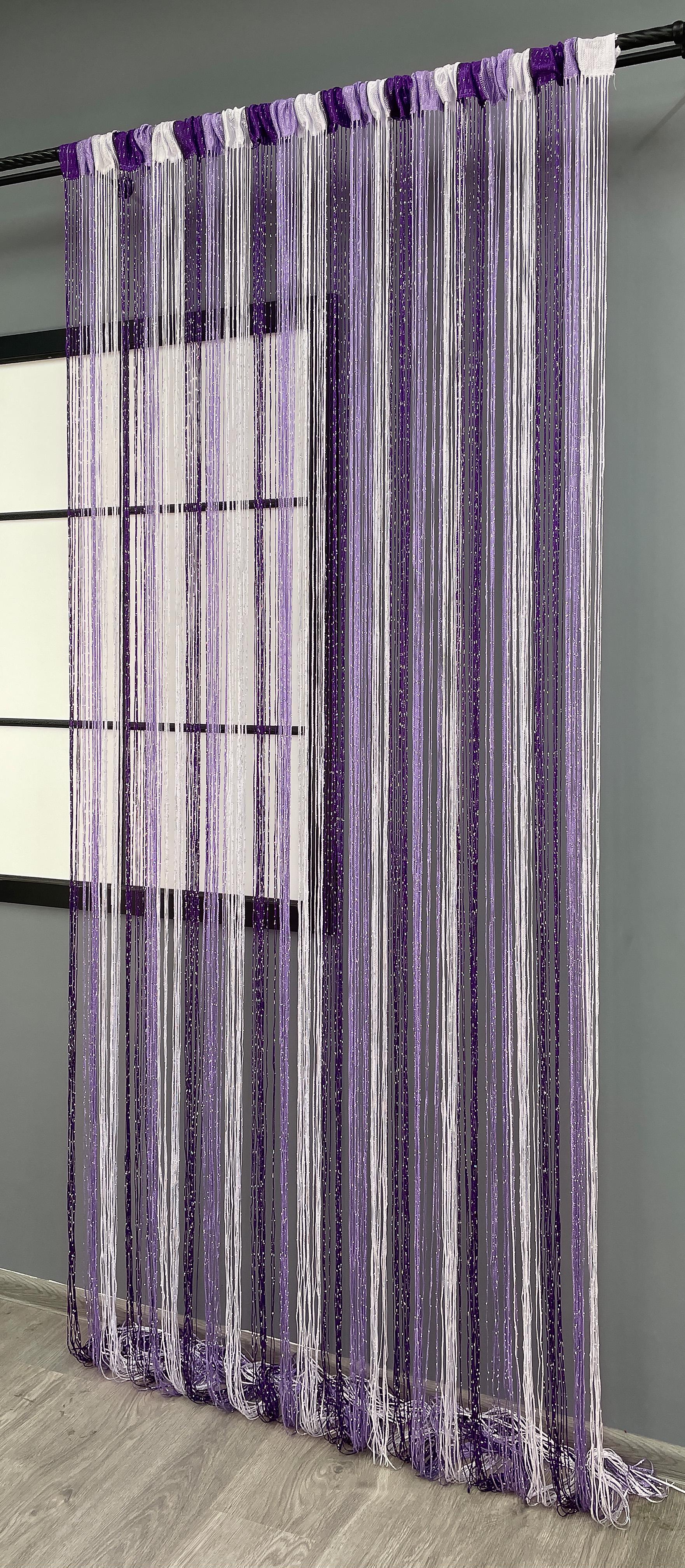 Шторы-нити с люрексом 300х300 см Фиолетовый/Сиреневой/Белый (61-081) - фото 4 Шторы-нити с люрексом 300х300 см Фиолетовый/Сиреневой/Белый (61-081) - фото 4