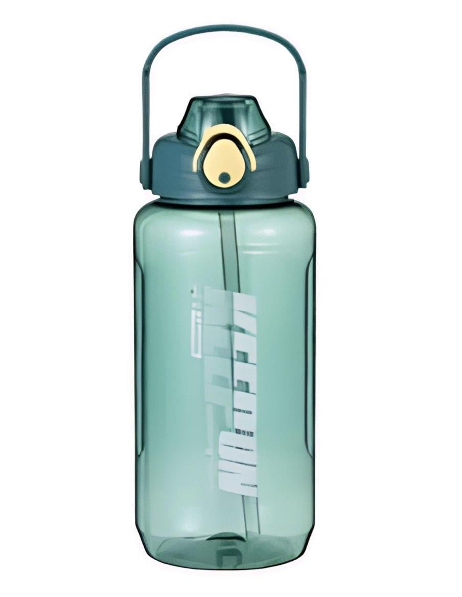 Пляшка спортивна Keepon з кришкою та ручкою широким горлом та соломинкою 2000 мл Зелений (2858928601)