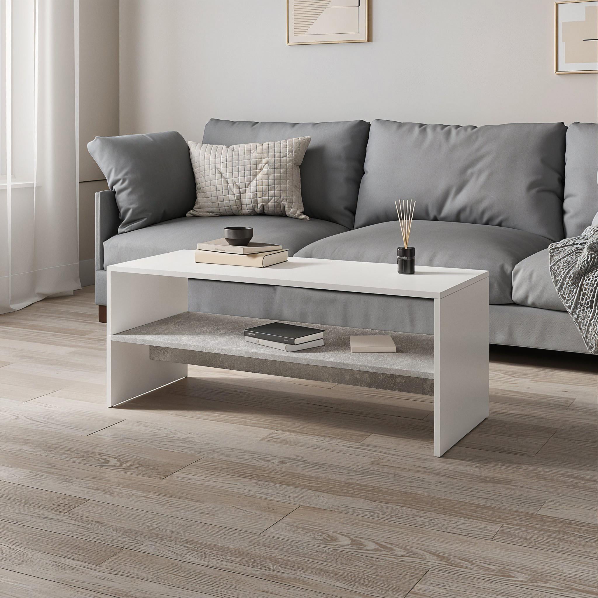 Журнальний стіл F-80 996х398х400 мм Білий/Бетон