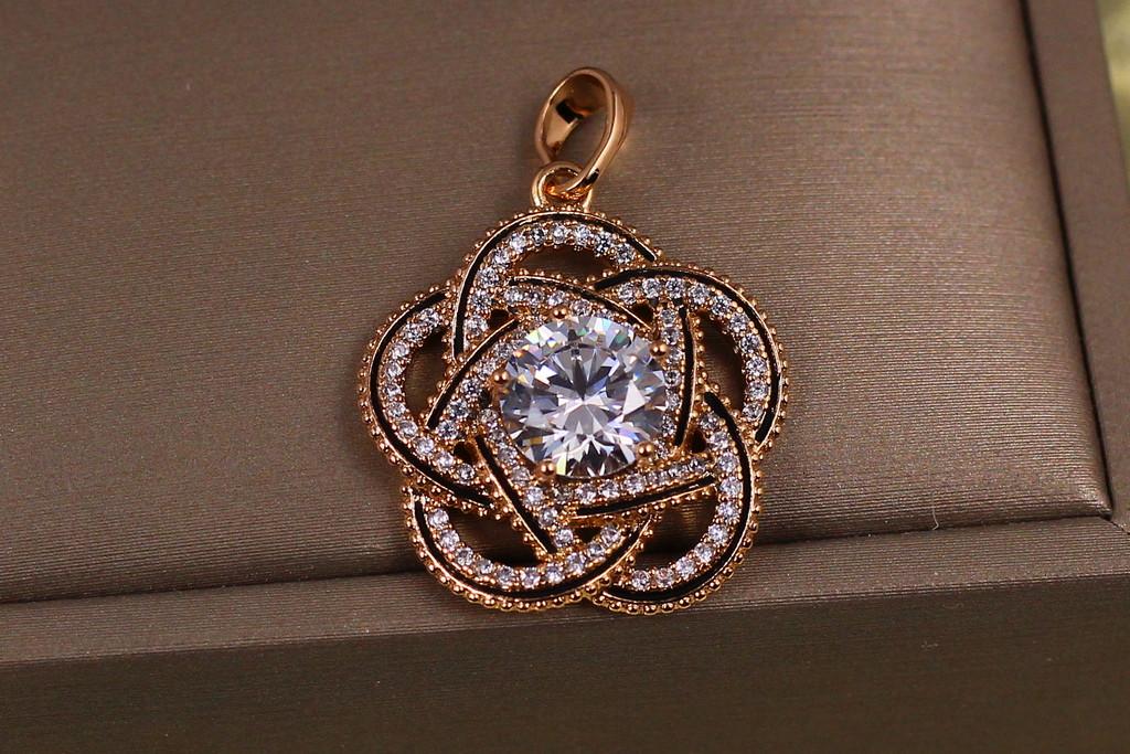 Кулон Xuping Jewelry Чакра с чернованием 2 см Золотистый Кулон Xuping Jewelry Чакра с чернованием 2 см Золотистый