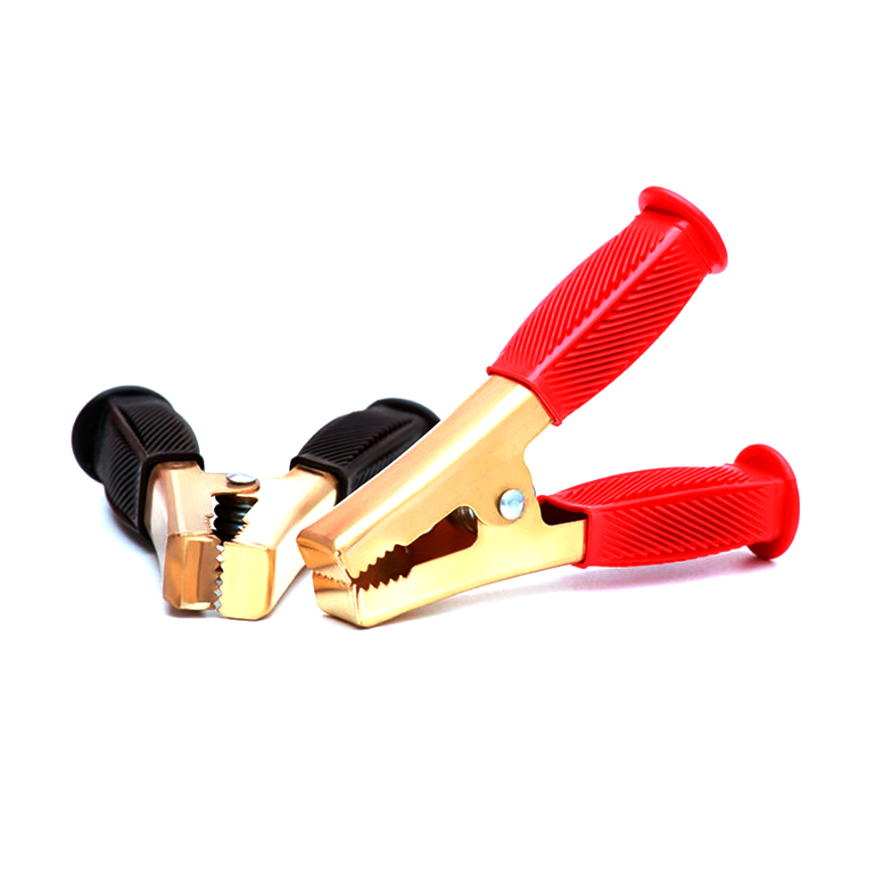 Набір акумуляторних затискачів крокодили 100А гумовий кожух рифлений 110 мм Чорний/Червоний (YUT_V7023)