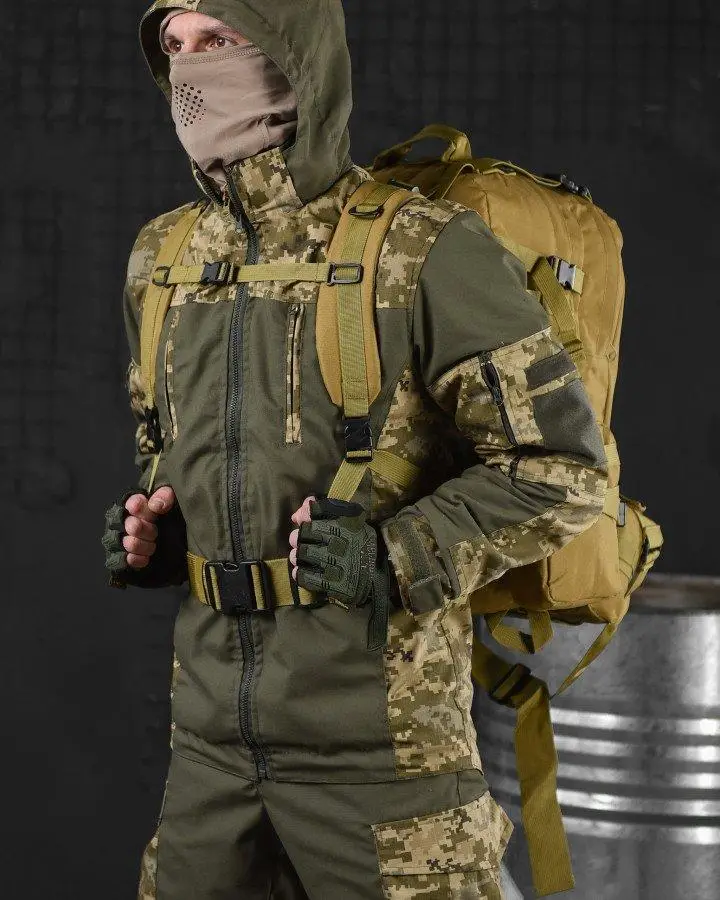 Рюкзак похідний/військовий з підсумками на 50 л 4в1 з системою Molle Койот (1004-coyote) - фото 3 Рюкзак похідний/військовий з підсумками на 50 л 4в1 з системою Molle Койот (1004-coyote) - фото 3
