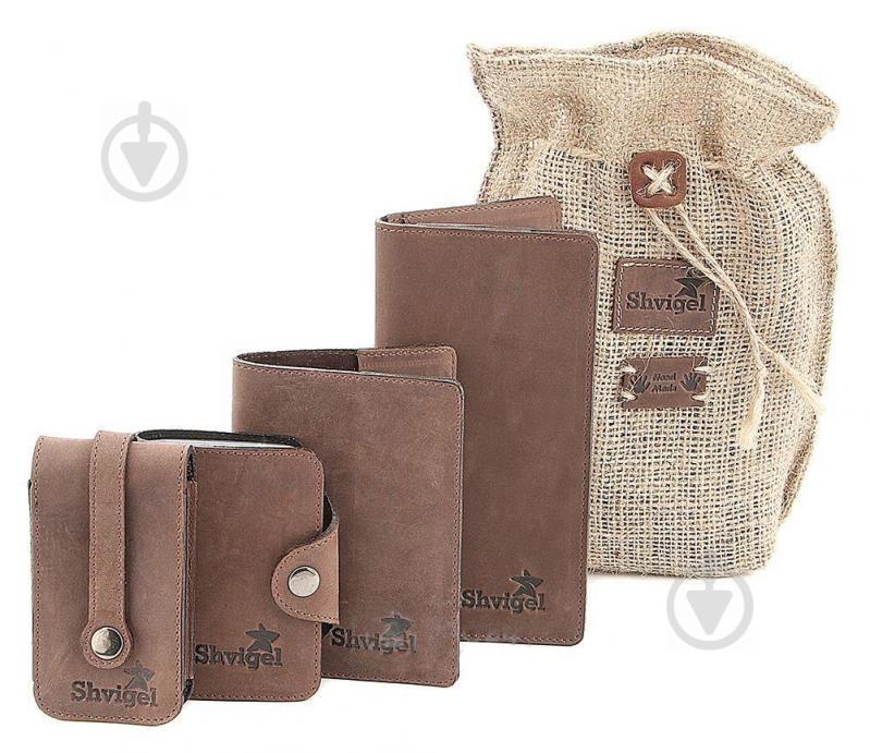 Набор из кожаных аксессуаров SHVIGEL Коричневый (10074)