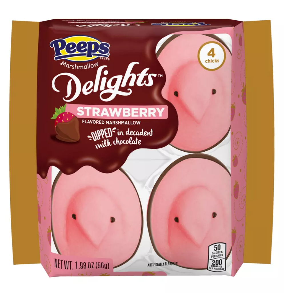 Маршмеллоу Peeps Easter Milk Chocolate Dipped Strawberry Delights Chicks 4 шт. 56 г (2577480335)