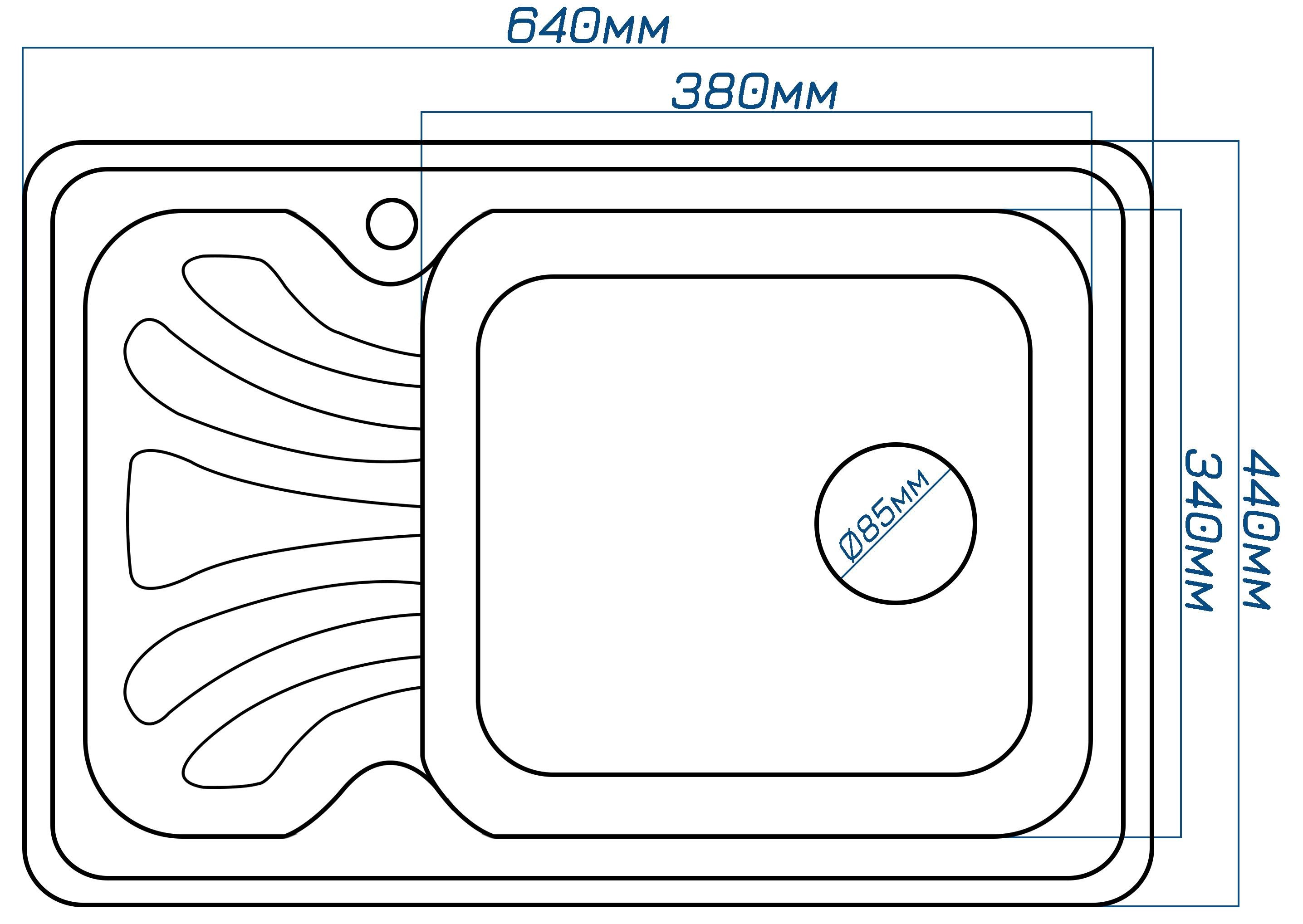 Мойка кухонная EcoLine EL10L 640x440 мм Терра - фото 3