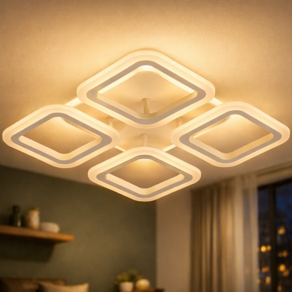 Люстра светодиодная Valeso 43W с подсветкой корпуса 3000K-6500К с пультом Белый (LI8822/4B WH RGB)