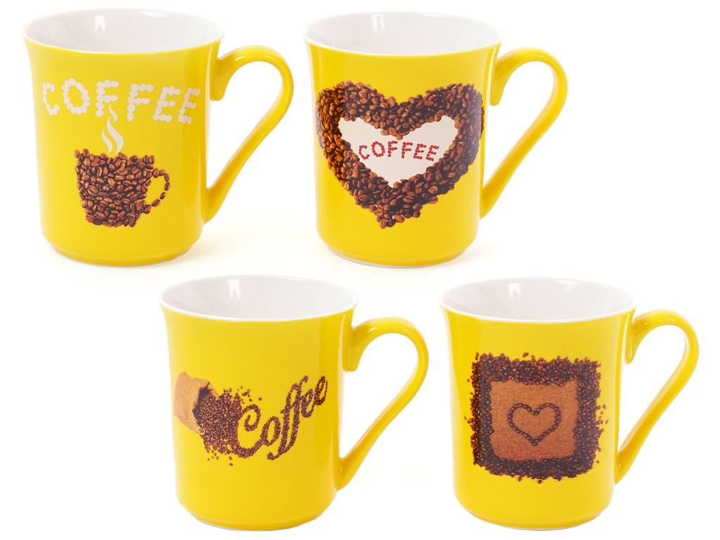 Чашка Coffee 4 дизайна 270 мл набор 4 шт. (BDI-588-151)