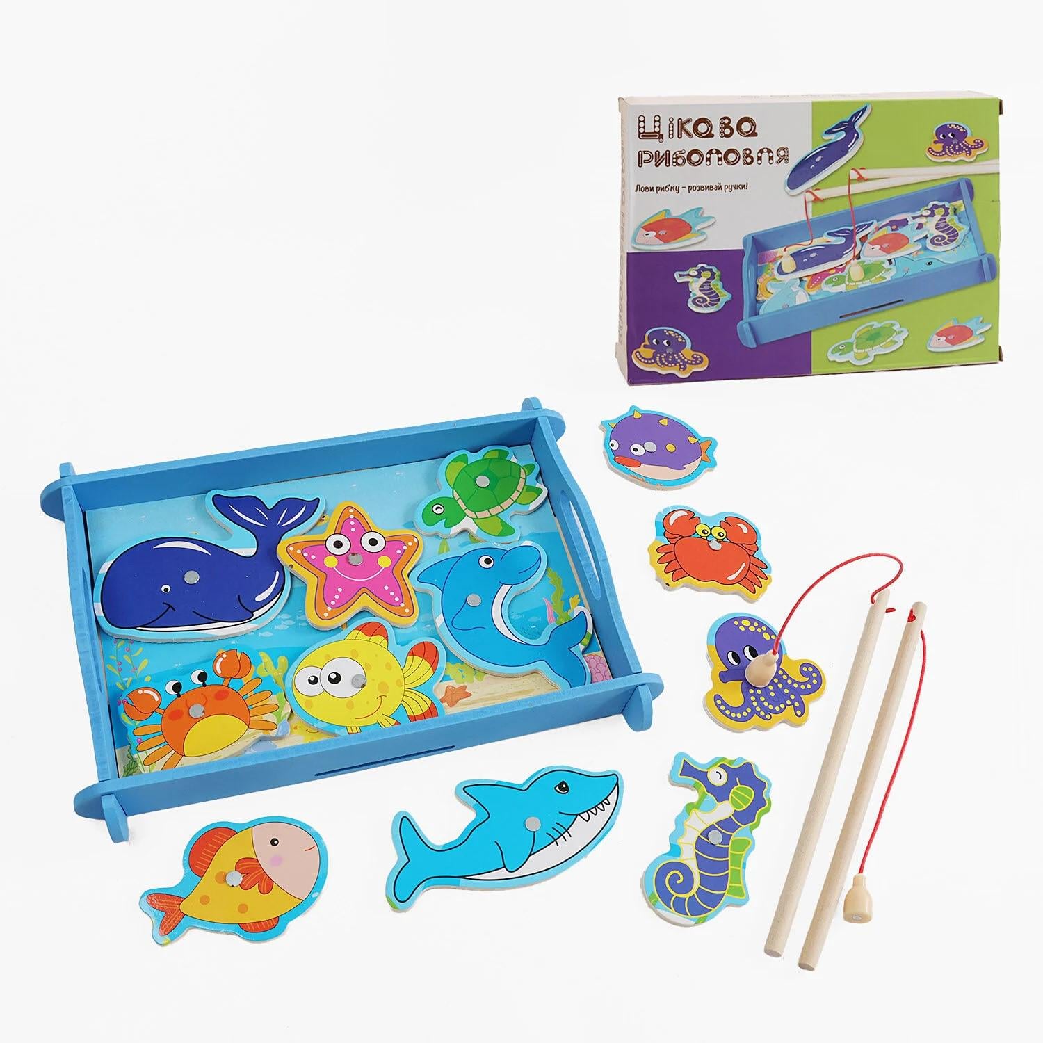 Рыбалка деревянная WToys 2 удочки/рыбки (28538) Рыбалка деревянная WToys 2 удочки/рыбки (28538)