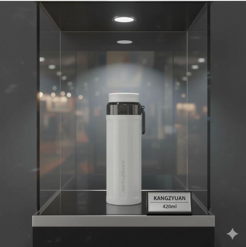Термос фляжка з нержавіючої сталі KANGZYUAN з подвійною стінкою вакуумний 420 мл Білий (2456483128) - фото 5 Термос фляжка з нержавіючої сталі KANGZYUAN з подвійною стінкою вакуумний 420 мл Білий (2456483128) - фото 5
