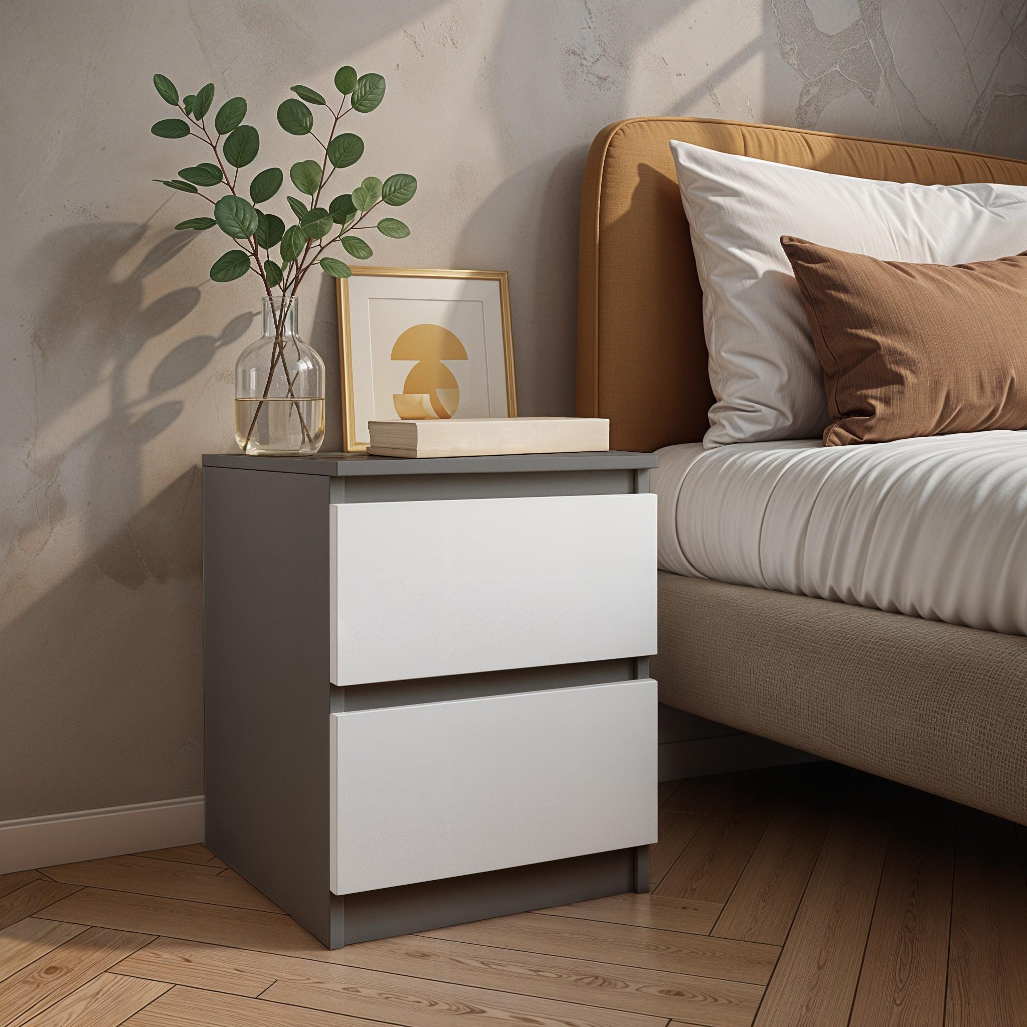 Тумба прикроватная FT-225 400х530х400 мм Антрацит/Белый - фото 1