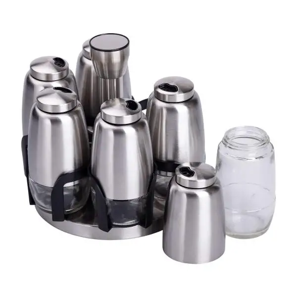 Набір баночок для спецій YIWU на поворотній підставці 6 шт. по 120 мл Хром (147-107-HP-1300) - фото 5