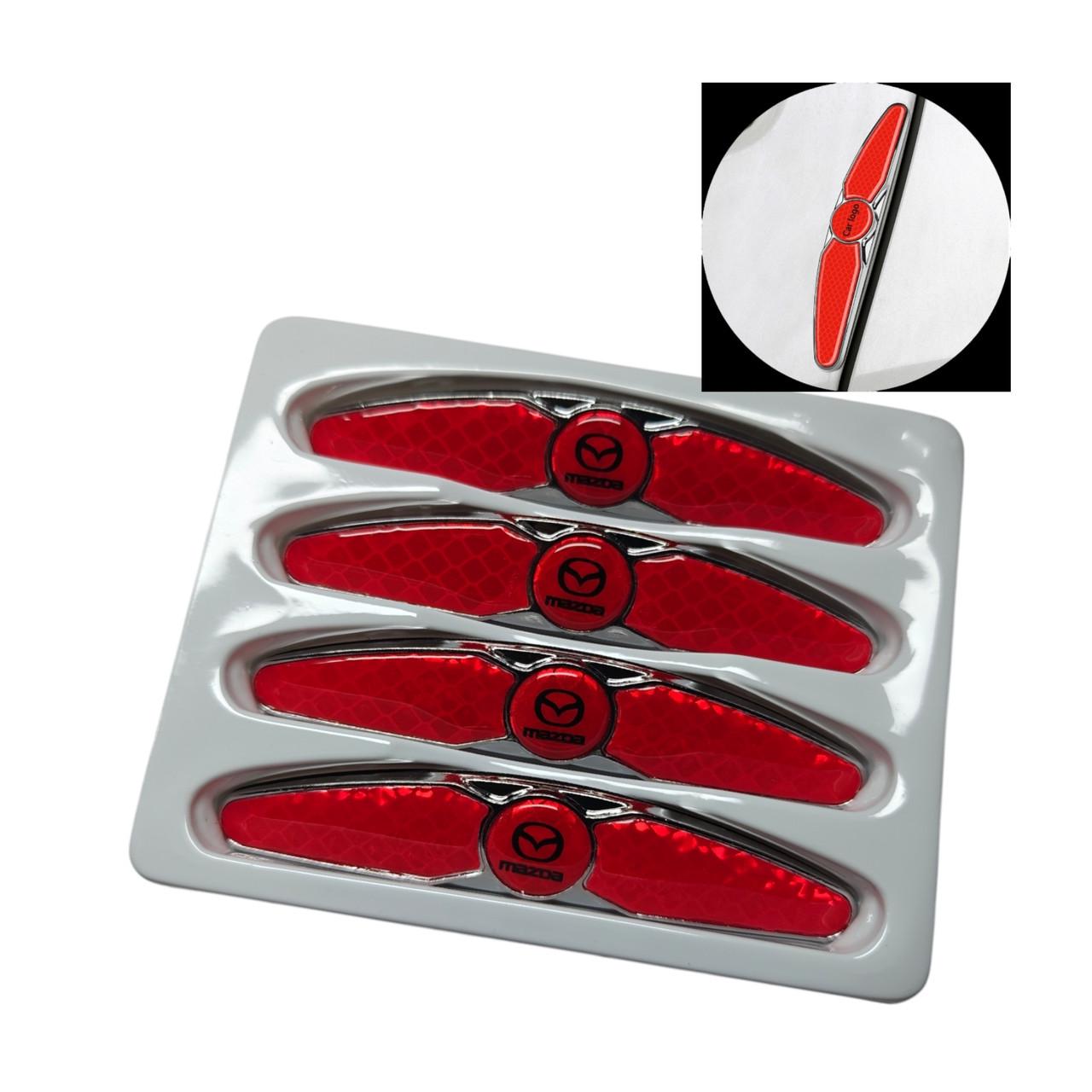 Накладки-катафоты на двери автомобиля с логотипом Mazda от царапин и вмятин Красный карбон (2402370230) - фото 6