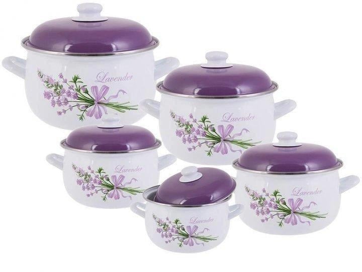Набор кастрюль с крышками Edenberg из нержавеющей стали Белый/Фиолетовый (14102877)