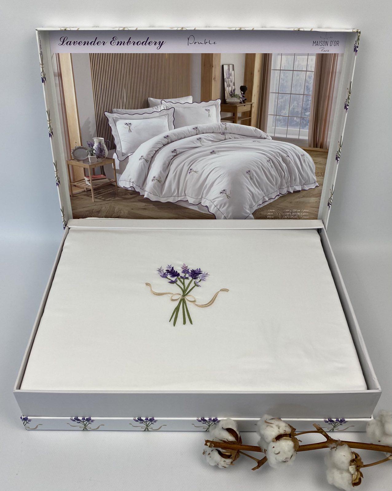 Постельное белье Maison D'or Lavander Embrodery сатин 200х220 см White (CN18899)