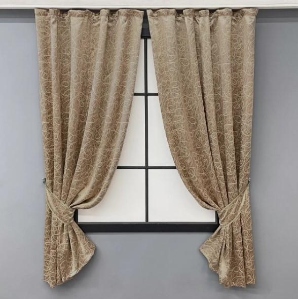Комплект штор на кухню Жаклин блекаут 1,3х1,7 м 2 шт. Карамельный/Бежевый (671шА)