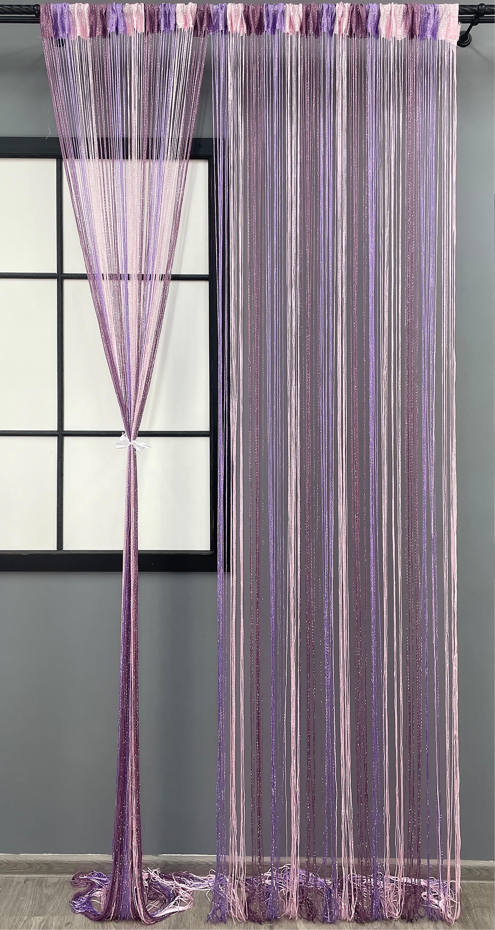 Шторы-нити с люрексом 300х300 см Малиновый с сиренево-розовым (61-075) - фото 1