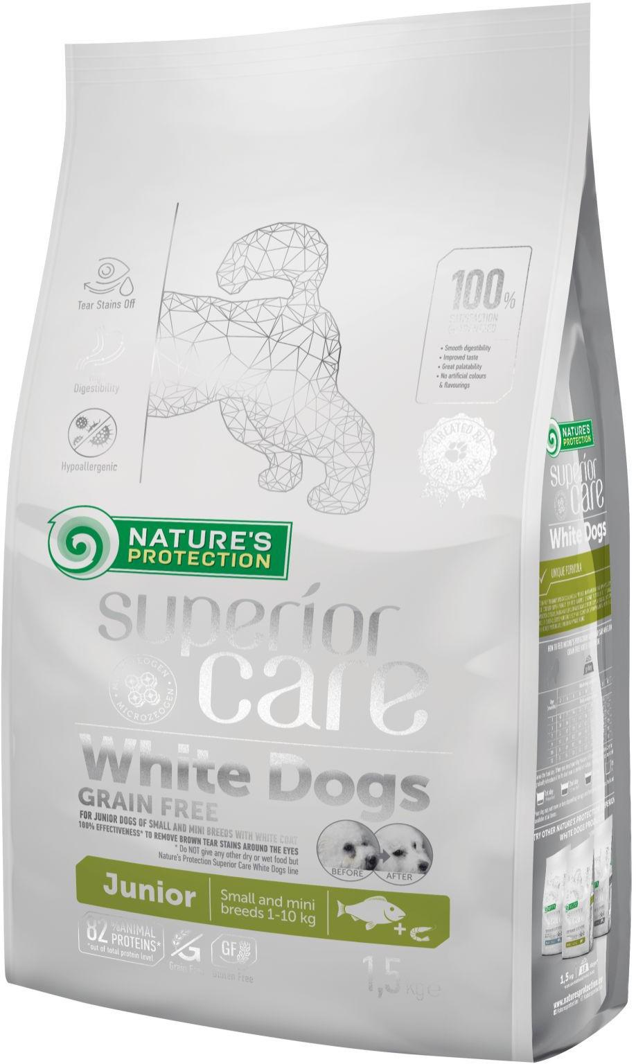 Сухой корм для щенков Nature's Protection Superior Care White Junior Small Dogs с белой рыбой 1,5 кг (4771317458292)