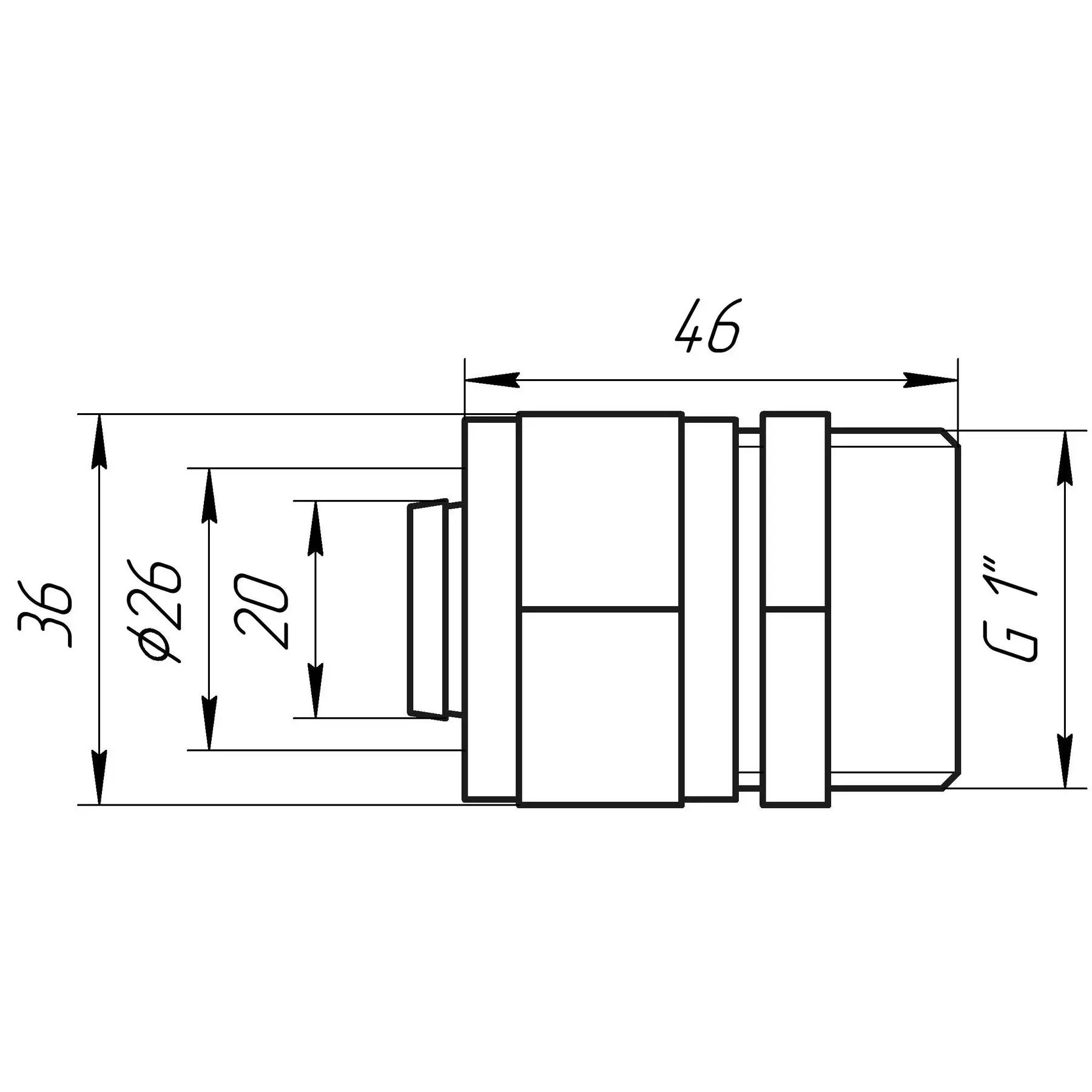 Муфта с наружной резьбой APE ITALY 701 L 1x26 (GSR-000000885) - фото 5