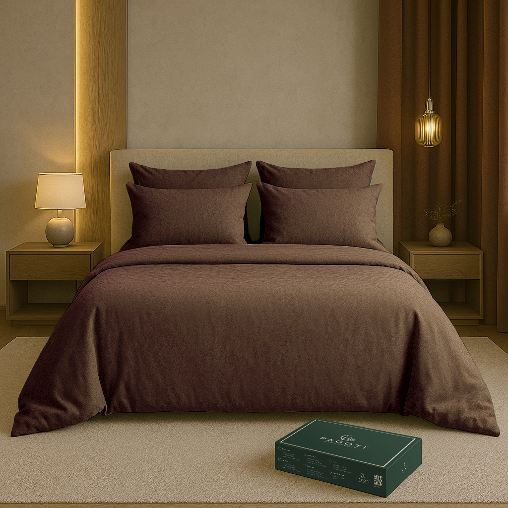 Комплект постільної білизни PAGOTI Natura варена бавовна двоспальний / 4х50х70 см Шоколадний - фото 1 Комплект постільної білизни PAGOTI Natura варена бавовна двоспальний / 4х50х70 см Шоколадний - фото 1