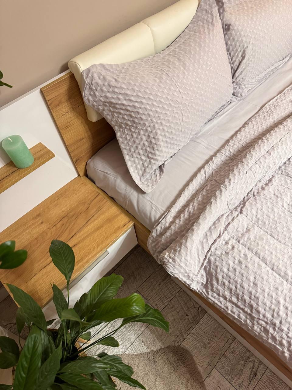 Постельное белье с одеялом сатин евро 200х230 см наволочки 50х70 см 2 шт. Серый (Д-Al-sat-kovdra-001-02) - фото 10