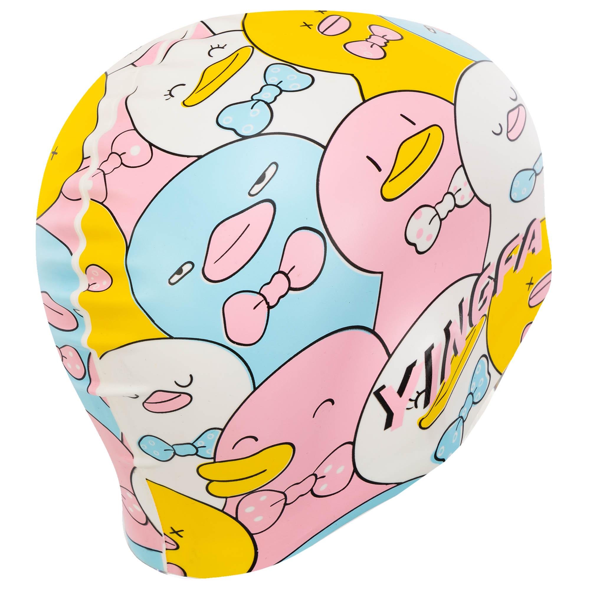 Шапочка для плавання дитяча YINGFA K0012 силіконова Рожево-жовтий (K0012_Розовый-желтый) - фото 4