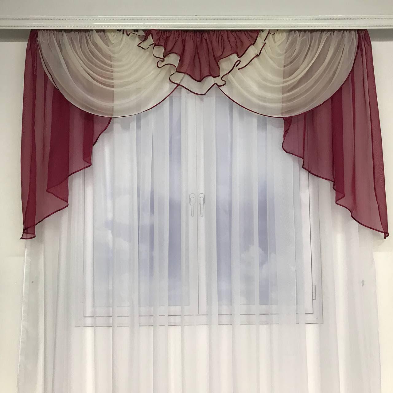 Шифоновый ламбрекен ALBO 200x110 см Бордовый (L-K2-15)