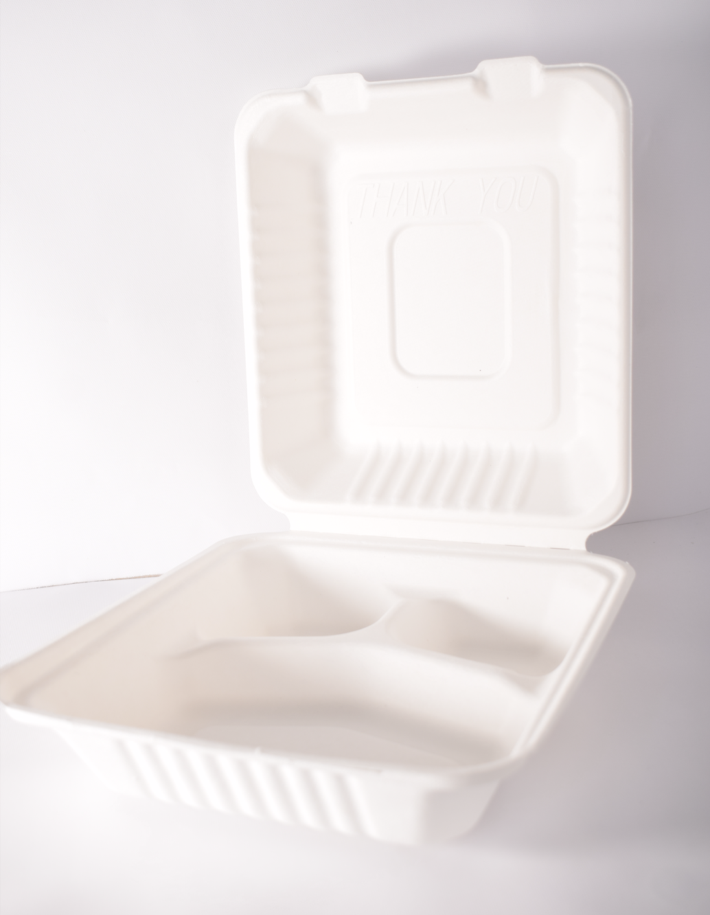 Ланч-бокс из сахарного тростника одноразовый 3 отделениями экологичный пищевой 21х20х7,8 см 100 шт.