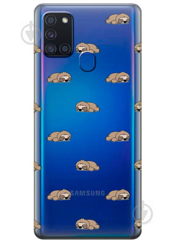 Силиконовый чехол iSwag для Samsung Galaxy A21s Спящие ленивцы (KS2816)