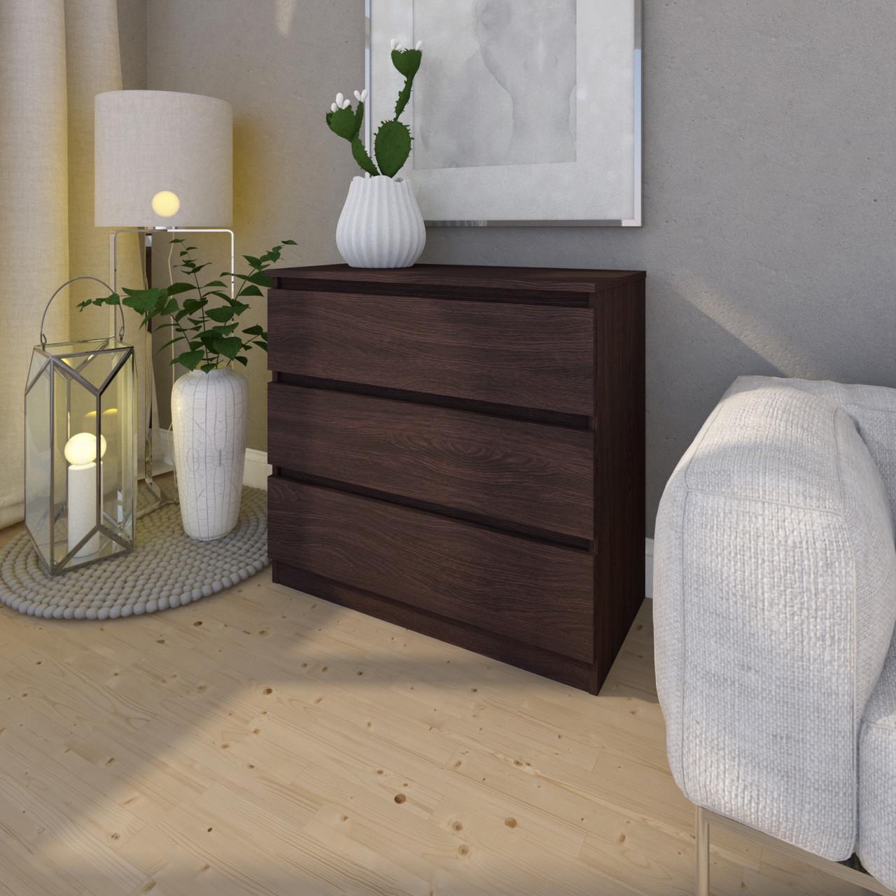 Комод MEBEX на 3 шухляди 80х40х77,4 см Венге магія (VM3B800VM) - фото 1 Комод MEBEX на 3 шухляди 80х40х77,4 см Венге магія (VM3B800VM) - фото 1