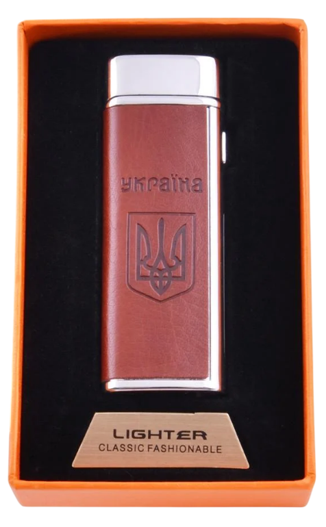 Зажигалка электроимпульсная "Україна" USB Slide в подарочной коробке Silver (32161972)