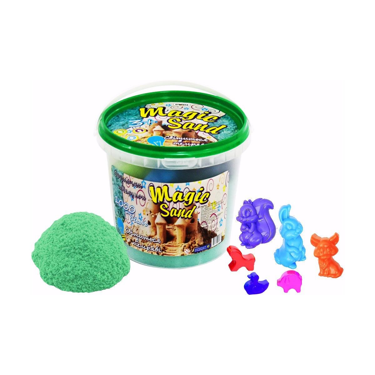 Кинетический песок Strateg Magic Sand 1 кг светится в темноте в ведре Мятный (372-8)