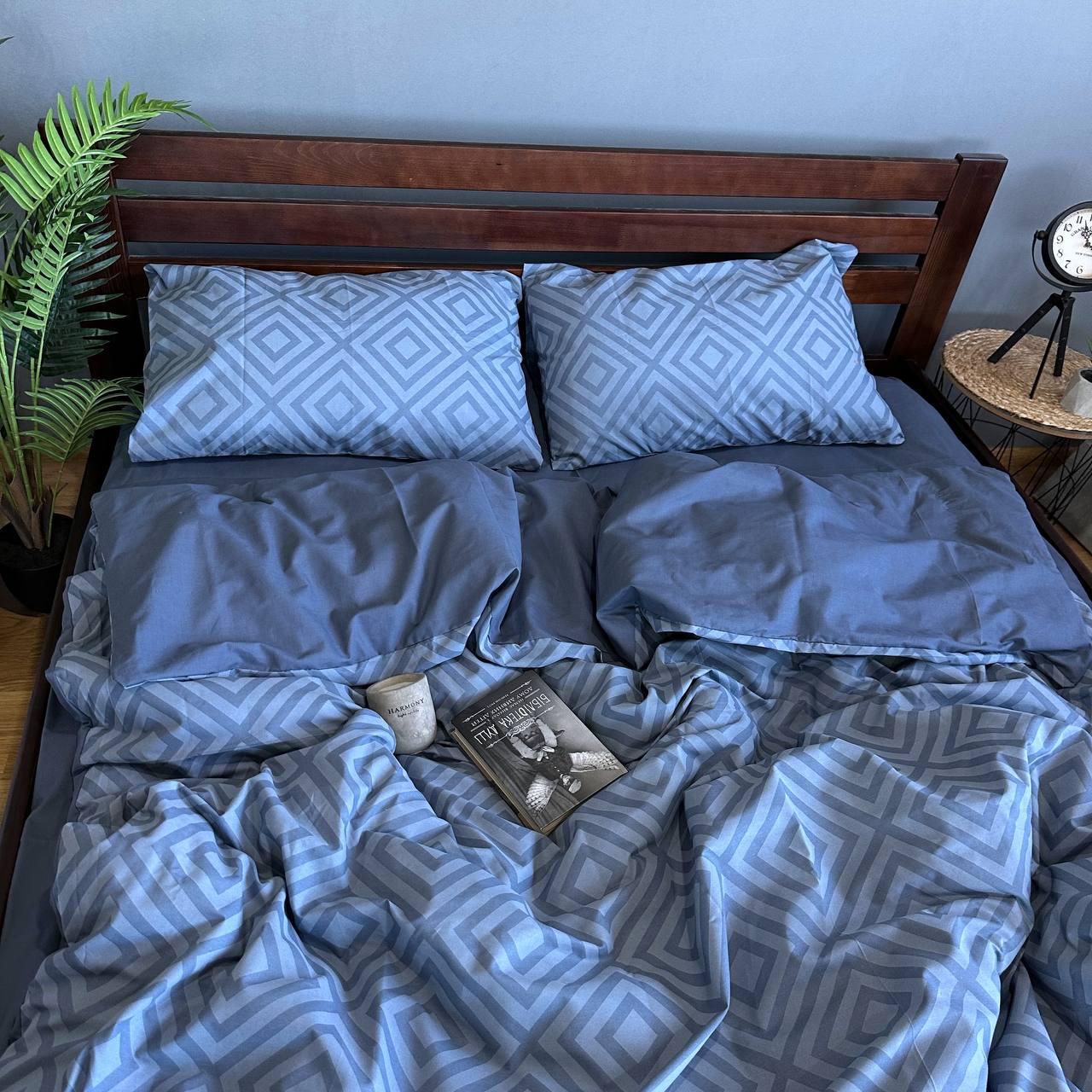 Комплект постільної білизни однотонний бязь голд двоспальний Синій