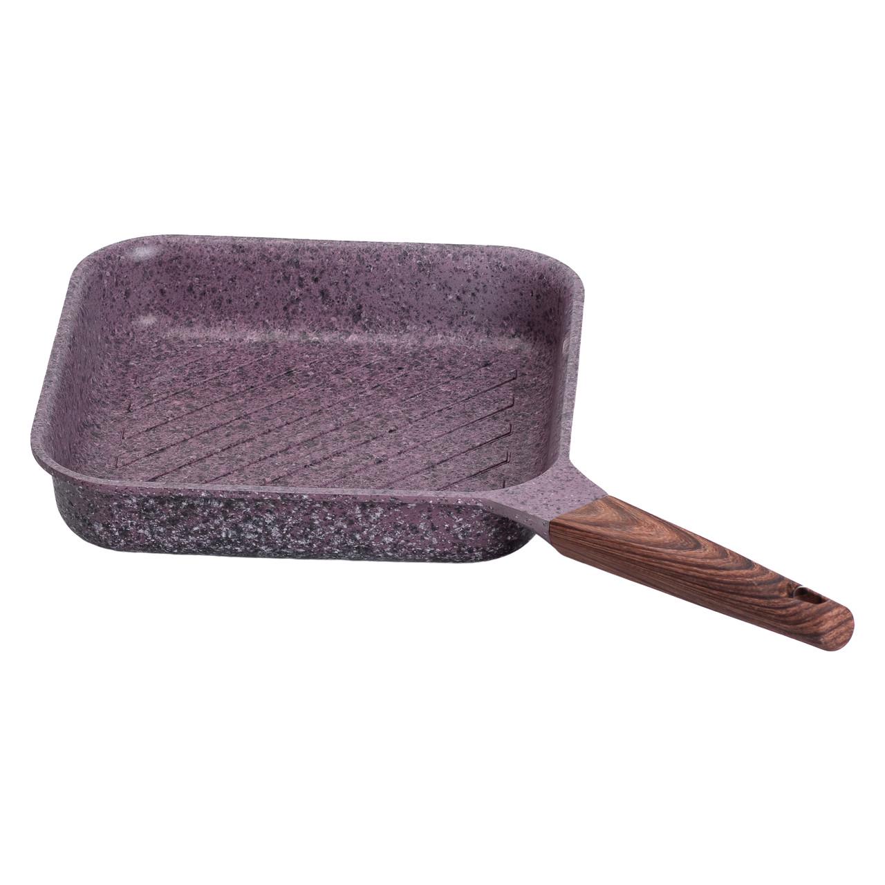 Сковорода-гриль алюминиевая MGC квадратная 2,5 л с антипригарным покрытием 24 см Purple - фото 4