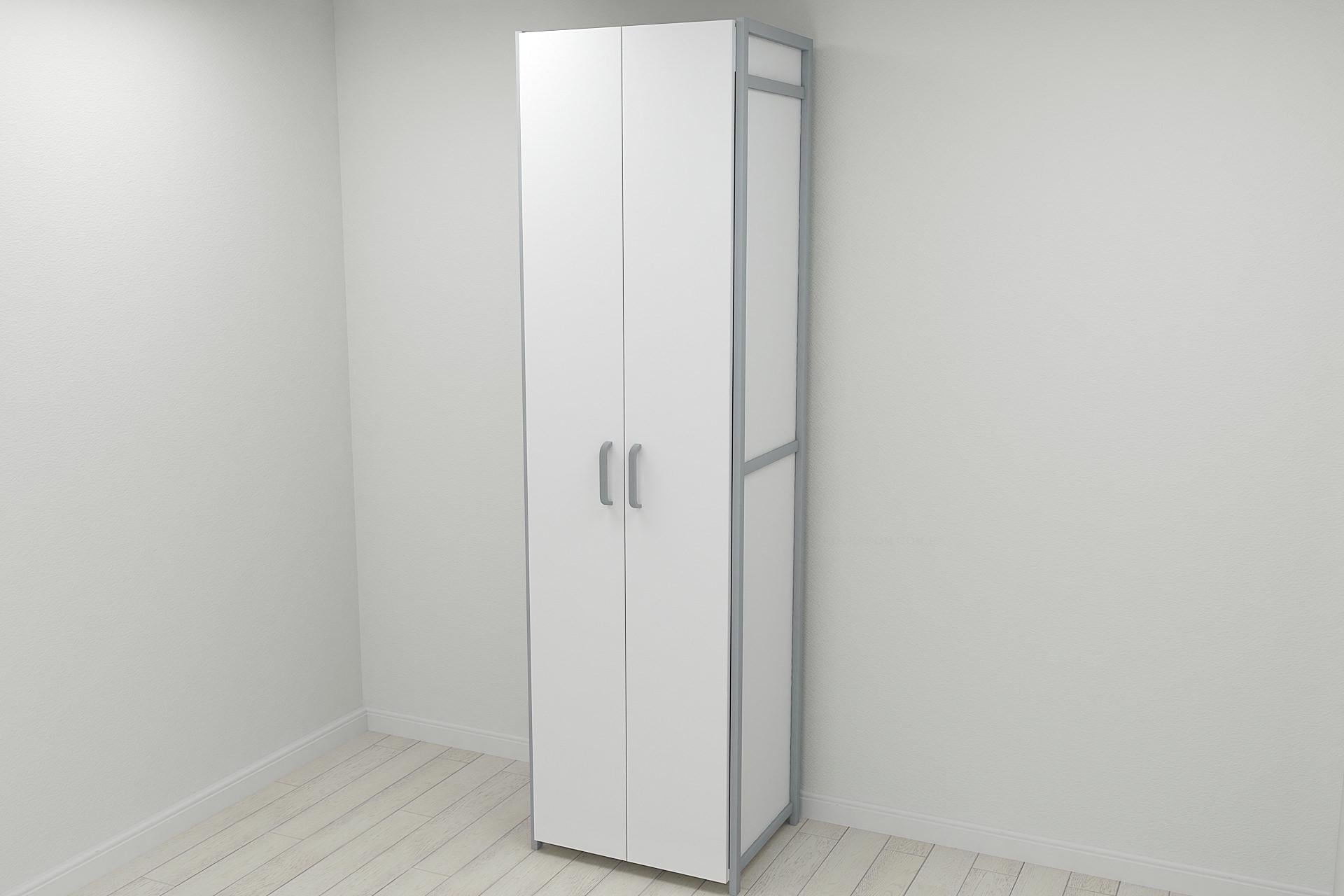 Шкаф гардероб уни секция 6 серии Конект Ferrum-decor 220x60x50 см металл Серый/ДСП Белый (SHG134)