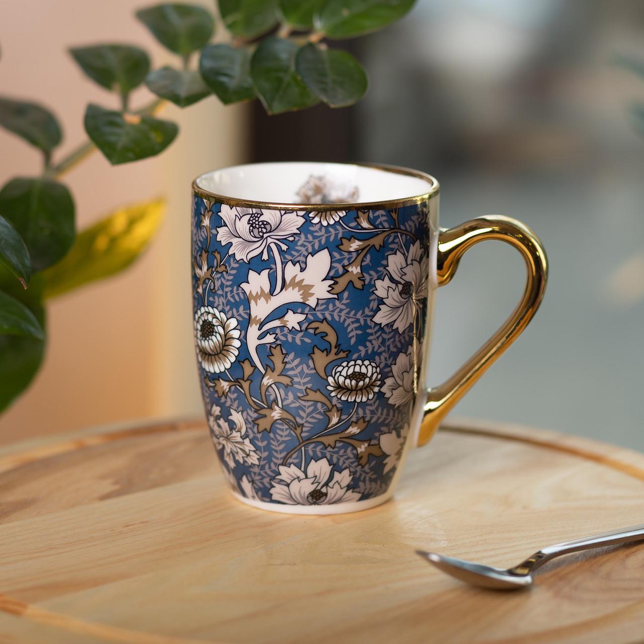 Чашка керамическая в винтажном стиле 400 мл Синий (RX-N240665BLW) - фото 2 Чашка керамическая в винтажном стиле 400 мл Синий (RX-N240665BLW) - фото 2