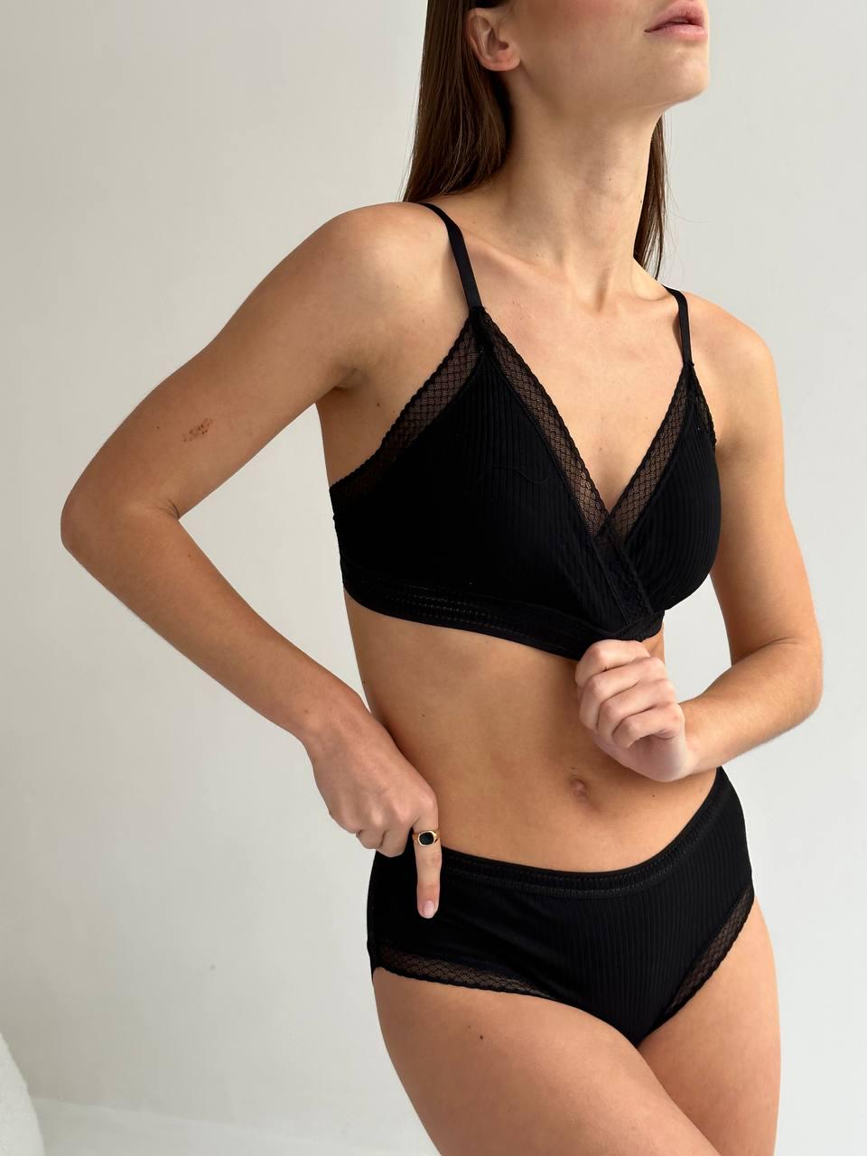 Комплект нижньої білизни бюст і трусики One size Чорний (DO2248) - фото 6