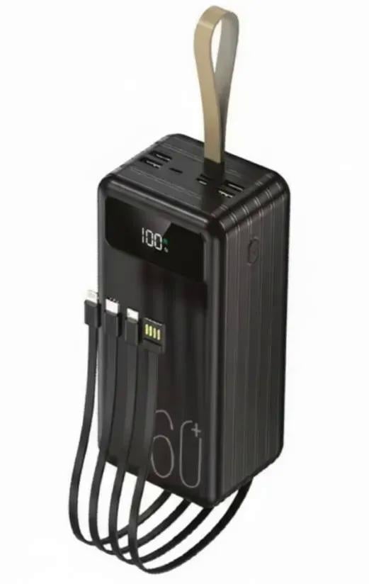 Повербанк TX60 22,5W 60000 mAh з ліхтариком 4 кабелі